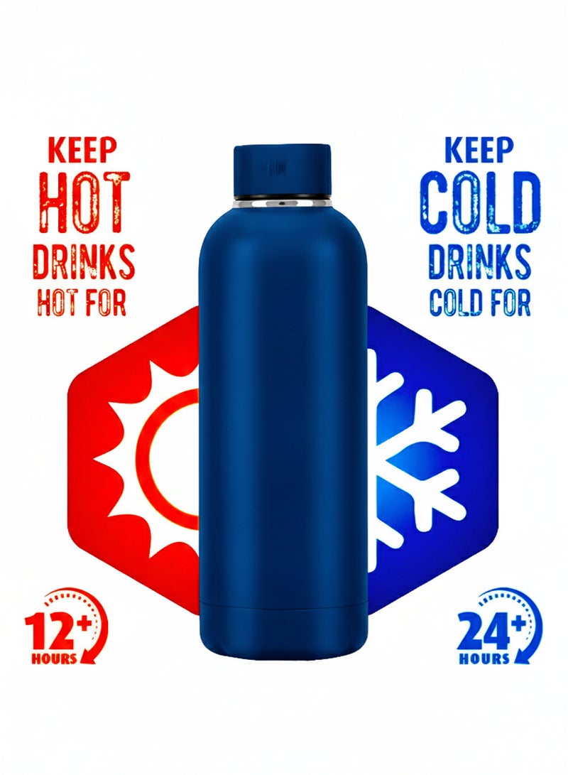 micro speed Stainless Steel Insulated Water Bottle – 500ml - Double Wall Vacuum Flask | Hot & Cold Thermos for Kids, School, Sports & Travel | Leak-Proof, Sweat-Free Design – Deep Blue - Image 3